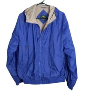Colorado Textile XL Blue Windbreaker Jacket with Hood Zip Front Banded Hem